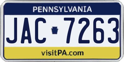 PA license plate JAC7263
