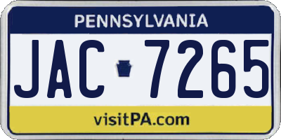 PA license plate JAC7265