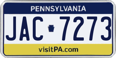 PA license plate JAC7273