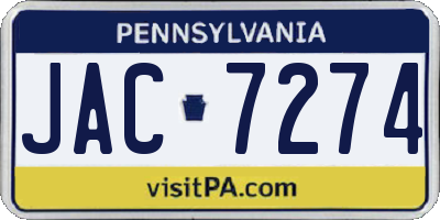 PA license plate JAC7274