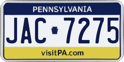 PA license plate JAC7275
