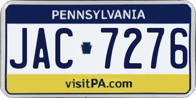 PA license plate JAC7276