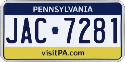 PA license plate JAC7281