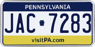 PA license plate JAC7283