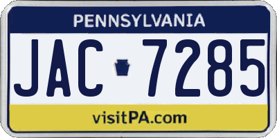 PA license plate JAC7285