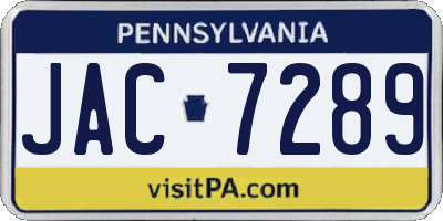 PA license plate JAC7289