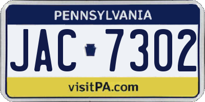 PA license plate JAC7302
