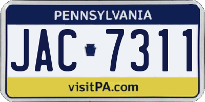 PA license plate JAC7311