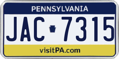 PA license plate JAC7315