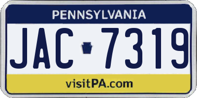 PA license plate JAC7319