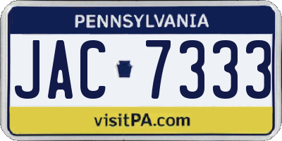 PA license plate JAC7333