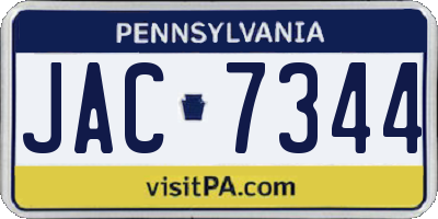 PA license plate JAC7344