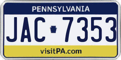 PA license plate JAC7353