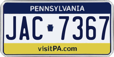 PA license plate JAC7367