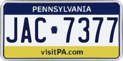 PA license plate JAC7377