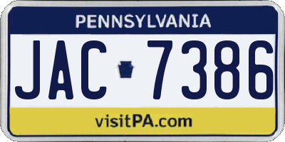 PA license plate JAC7386