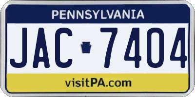 PA license plate JAC7404