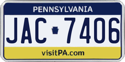 PA license plate JAC7406