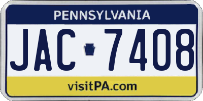 PA license plate JAC7408