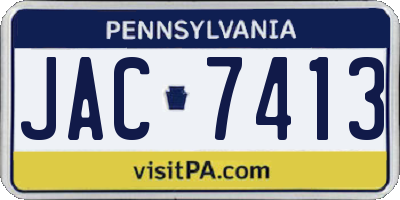 PA license plate JAC7413