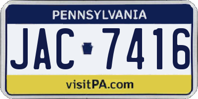 PA license plate JAC7416