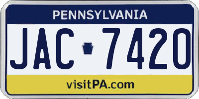 PA license plate JAC7420