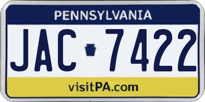 PA license plate JAC7422