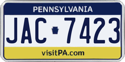PA license plate JAC7423