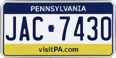 PA license plate JAC7430