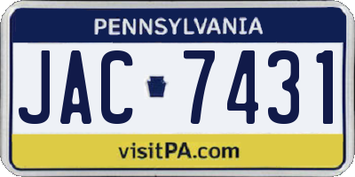 PA license plate JAC7431
