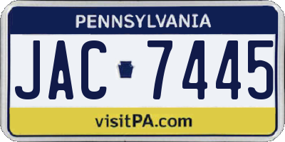 PA license plate JAC7445