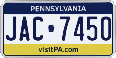 PA license plate JAC7450