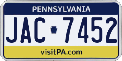 PA license plate JAC7452
