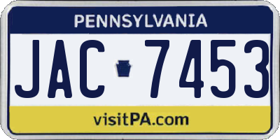PA license plate JAC7453