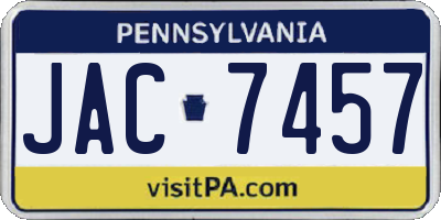 PA license plate JAC7457