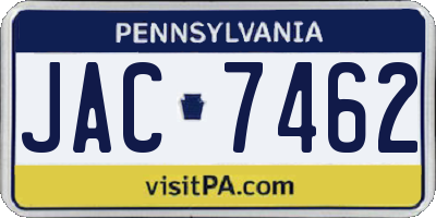 PA license plate JAC7462