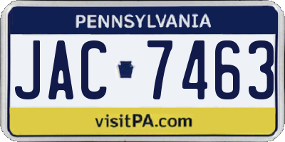 PA license plate JAC7463