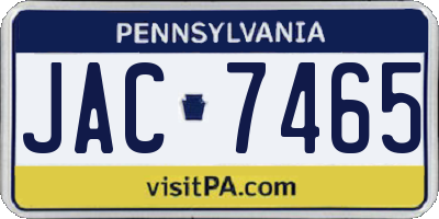 PA license plate JAC7465