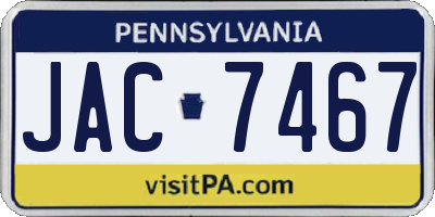 PA license plate JAC7467