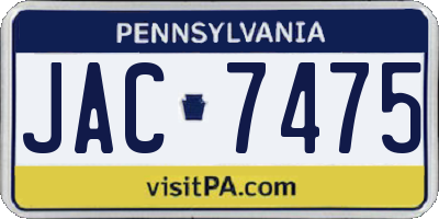 PA license plate JAC7475