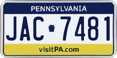 PA license plate JAC7481