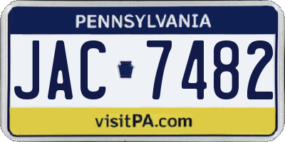 PA license plate JAC7482