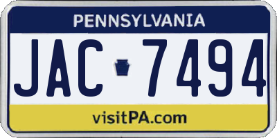 PA license plate JAC7494