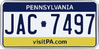 PA license plate JAC7497