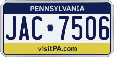 PA license plate JAC7506