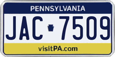 PA license plate JAC7509