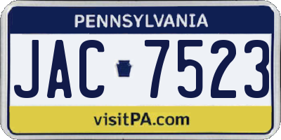 PA license plate JAC7523