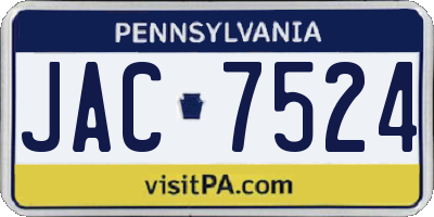 PA license plate JAC7524