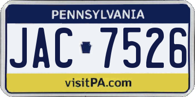 PA license plate JAC7526