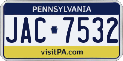 PA license plate JAC7532